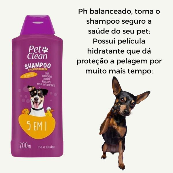 Imagem de Shampoo e Condicionador 5 em 1 Cães e Gatos Pet Clean 700ml