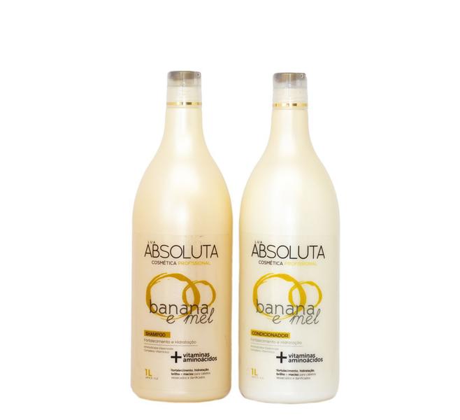 Imagem de Shampoo e Condicionador Banana e Mel 1000 ml Fortalece e Restaura os CabelosLua Absoluta