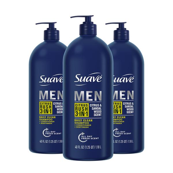 Imagem de Shampoo e condicionador Bodywash 3 em 1 Suave Men Citrus & Sandal Wood 1,18 L (pacote com 3)