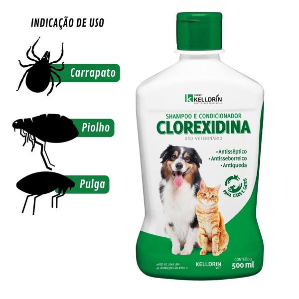 Imagem de Shampoo e Condicionador Cachorro Clorexidina Kelldrin 500ml