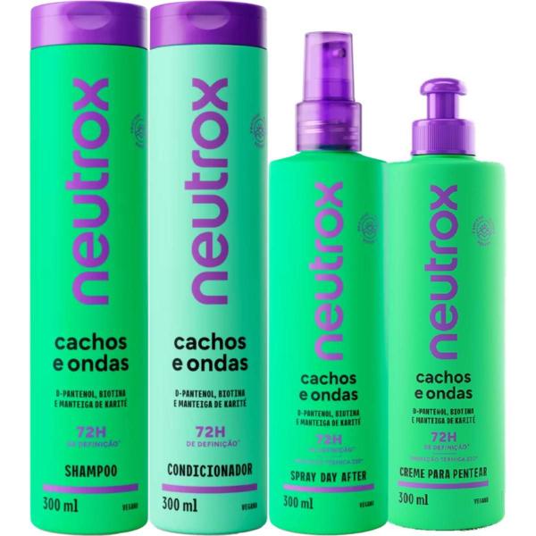 Imagem de Shampoo e Condicionador Neutrox Cachos e Onda + Spray Day After + Creme para Pentear