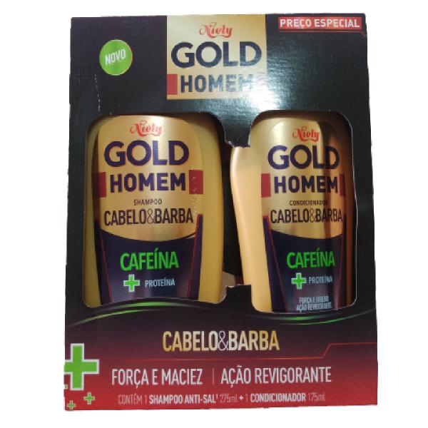 Imagem de Shampoo e Condicionador Niely Gold Homem Cabelo e Barba Cafeína + Proteína