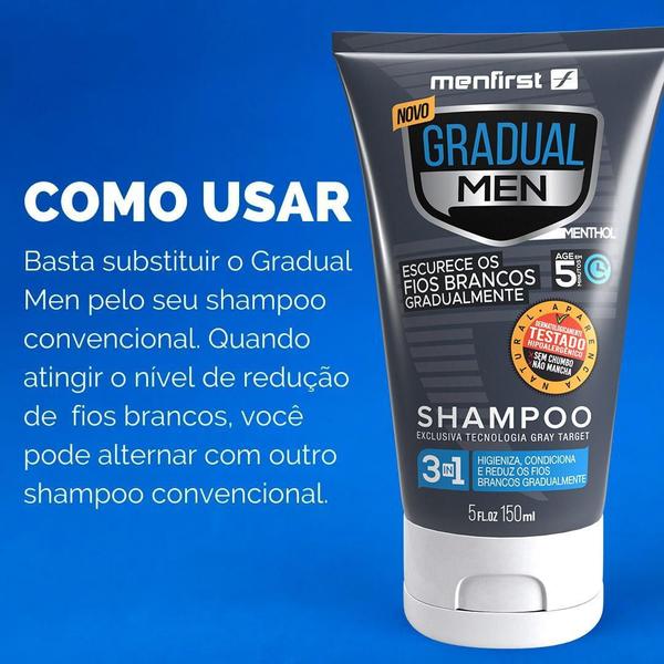 Imagem de Shampoo Escurecedor De Cabelo Gradual Men Menfirst (3X)