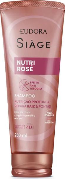 Imagem de Shampoo Eudora Siàge Nutri Rosé Nutrição Profunda Sem Sal 250ml Tratamento Reparador Hidratante Antioxidante Cabelos Danificados Porosos