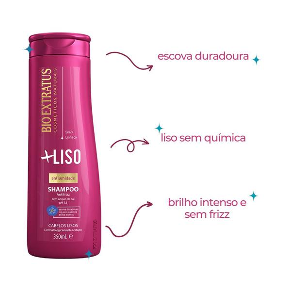 Imagem de Shampoo Mais Liso Bio Extratus 350ml Antifrizz Antiumidade P/ Cabelos Lisos