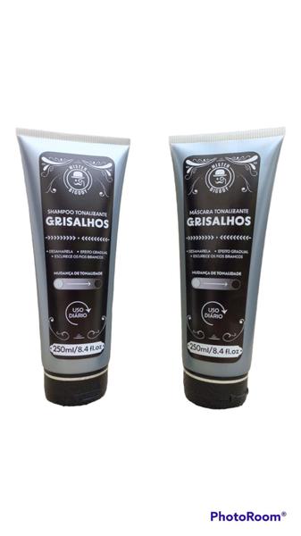 Imagem de Shampoo Matizador masculino escurecedor cabelos brancos grisalhos Mister Bigody