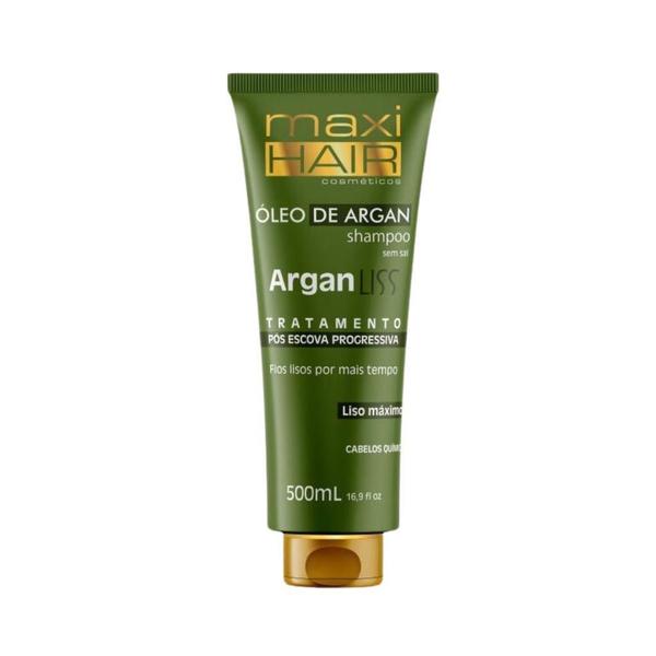 Shampoo Maxihair 500Ml Argan Liss Pos Escova - Maxi Hair Imagem de Shampoo Maxihair 500Ml Argan Liss Pos Escova