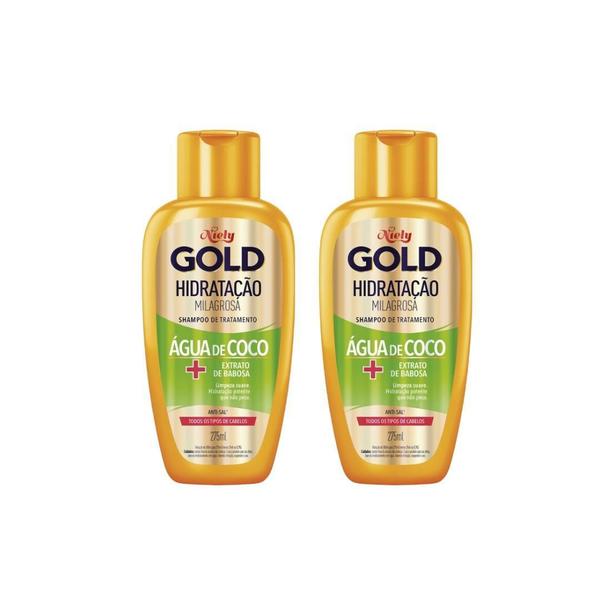 Imagem de Shampoo Niely Gold 275Ml Agua Coco Hidratação - Kit C/2Un