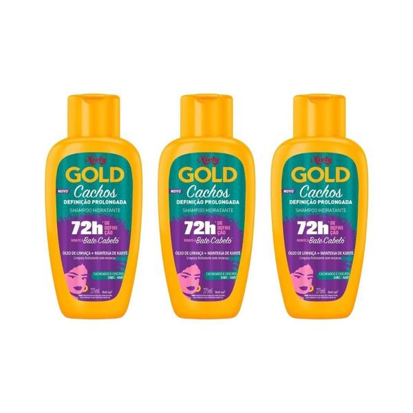 Imagem de Shampoo Niely Gold 275Ml Cachos Definiçao Prolongada- 3Un