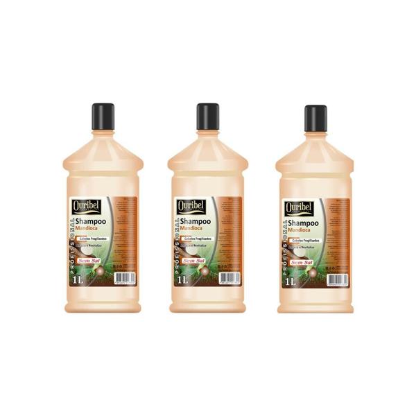 Imagem de Shampoo Ouribel 1000Ml Mandioca Kit C/3Un