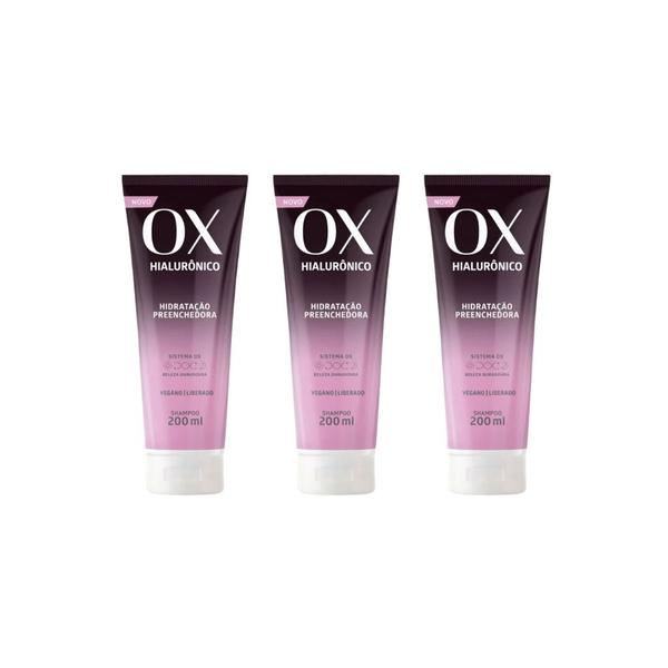 Imagem de Shampoo Ox 200ml Hialuronico - Kit C/ 3un