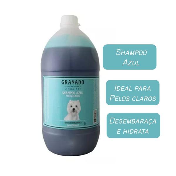 Imagem de Shampoo Pet Azul Pelos Claros Desembaraçador Granado 5L