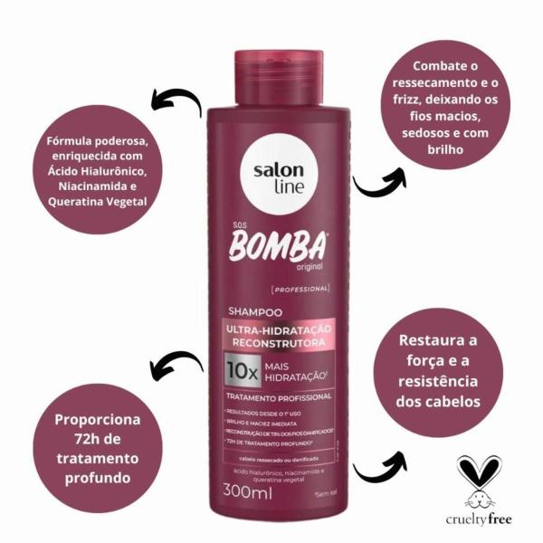 Imagem de Shampoo S.O.S Bomba Reconstrutora 300ml - Salon line