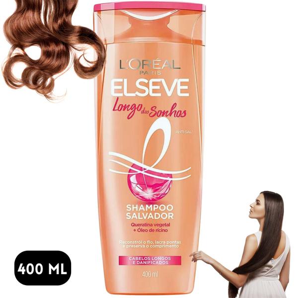 Imagem de Shampoo Salvador Elseve Longo dos Sonhos Loreal Paris 400ML Sela e Repara os ultimos 3 cm