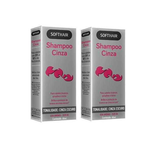 Imagem de Shampoo Soft Hair 60ml Cinza Escuro 20% à 50% - Kit C/ 2un