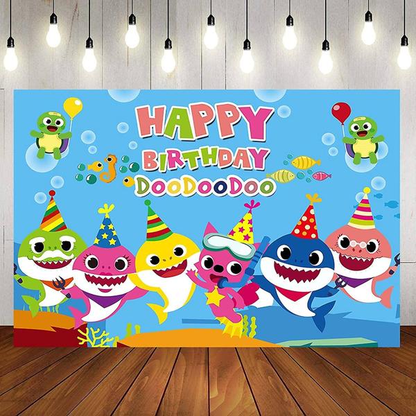 Imagem de Shark Birthday Party Suprimentos E Decorações 5x3 Ft Foto