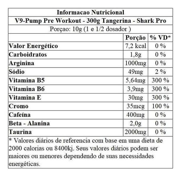 Imagem de Shark Pro V9 Pump Pré Treino com Beta Alanina Sabores - 300g