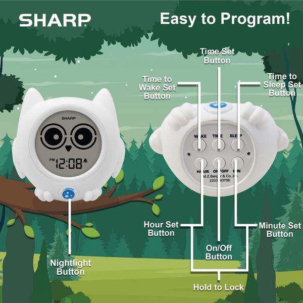 Imagem de Sharp Ready to Wake Owl Sleep Trainer, relógio infantil para pronto para levantar, luz noturna de projeção de teto e recurso "off-to-bed" - simples de definir e usar!