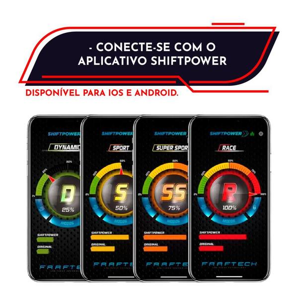 Imagem de Shift Power Ultima Versão Amarok 2021 Chip Pedal FT-SP10+ Compativel com IOS e Android Facil Instalação Plug and Play App Faaftech