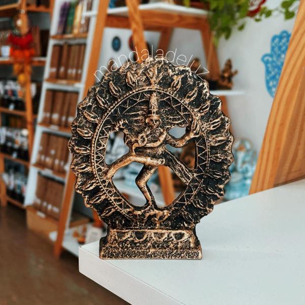 Imagem de Shiva na Roda de Fogo Resina Miniatura Dourado