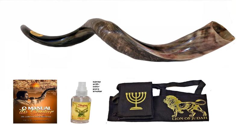 Imagem de Shofar De Chifre Antilope + Capa + Livro - 91 A 95 Cm