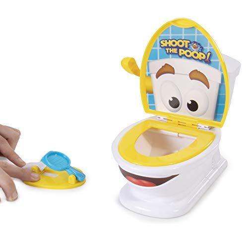 Imagem de Shoot The Poop - Funny Family Game - Fast and Frenzied Flushing Poop Game for Kids - Inclui Talking Toilet Bowl, Destreza Lançadores, 12 Cocôs de Plástico Macio