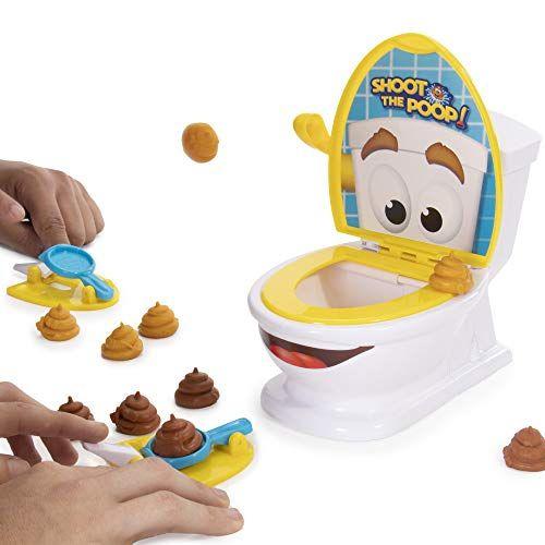 Imagem de Shoot The Poop - Funny Family Game - Fast and Frenzied Flushing Poop Game for Kids - Inclui Talking Toilet Bowl, Destreza Lançadores, 12 Cocôs de Plástico Macio