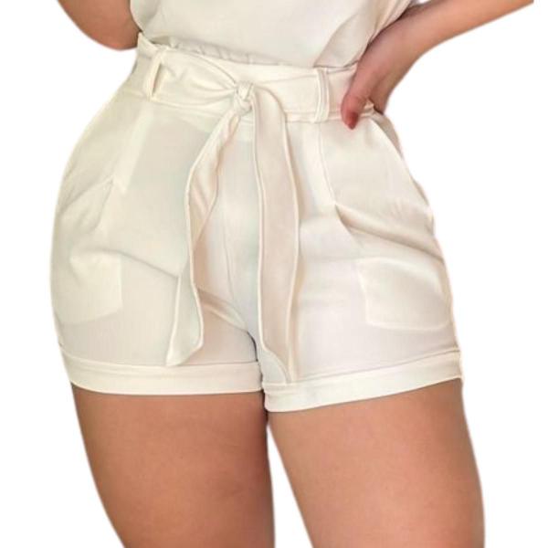 Imagem de Short Alfaiataria Feminino Cintura Alta + Blusa Com Alças - Conjunto Premium