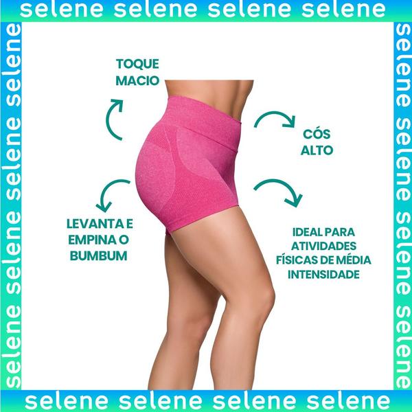 Imagem de Short Cintura Alta Fitness Fit Para Academia Modelo Sem Costura Selene