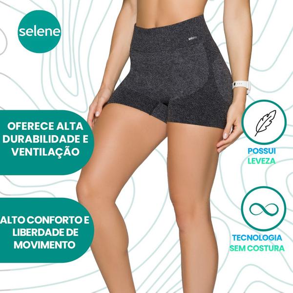 Imagem de Short Cintura Alta Fitness Fit Para Academia Modelo Sem Costura Selene