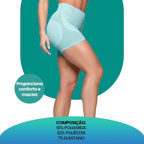 Imagem de Short Cintura Alta Fitness Fit Para Academia Modelo Sem Costura Selene