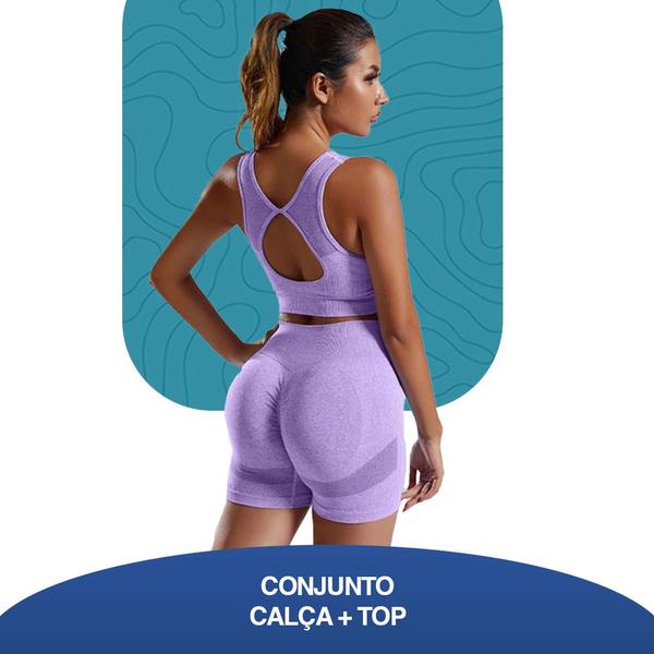 Imagem de Short E Top Fitness exercício funcional Aumenta Levanta Empina Bumbum Para Academia Treino Corrida