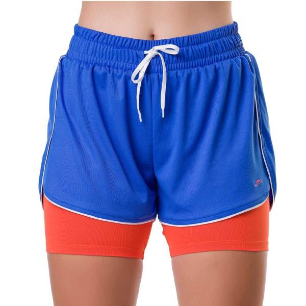 Imagem de Short Elite Básico Running Feminino - Royal e Laranja