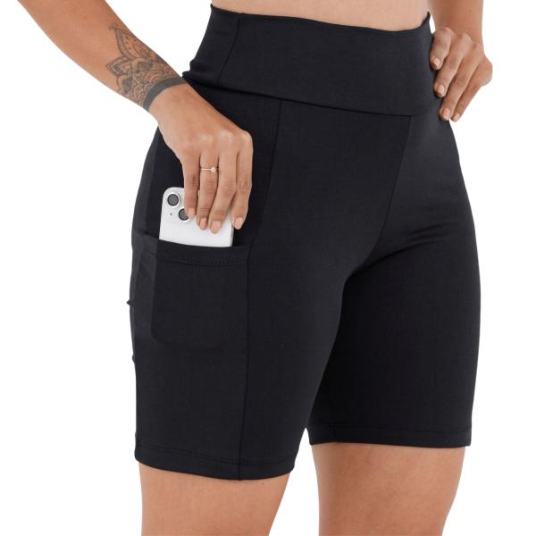 Imagem de Short Esportivo Feminino C/ Bolsos Laterais Suplex Reforçado Slim Fit Academia 3038A