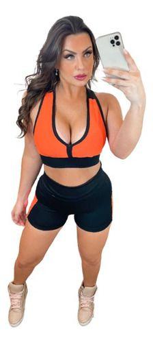 Imagem de Short Fitness Top C/ Bojo Conjunto Roupa Academia Feminina