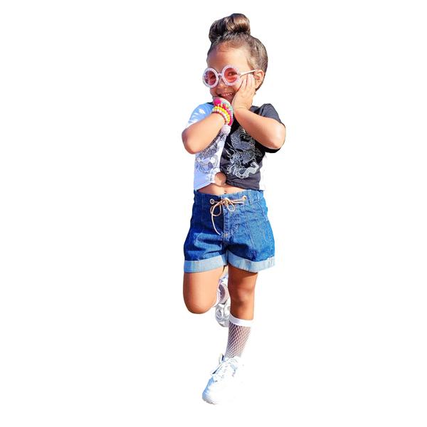 Imagem de Short Jeans Infantil Feminino Blogueirinha Mini Diva 2 a 16 Anos