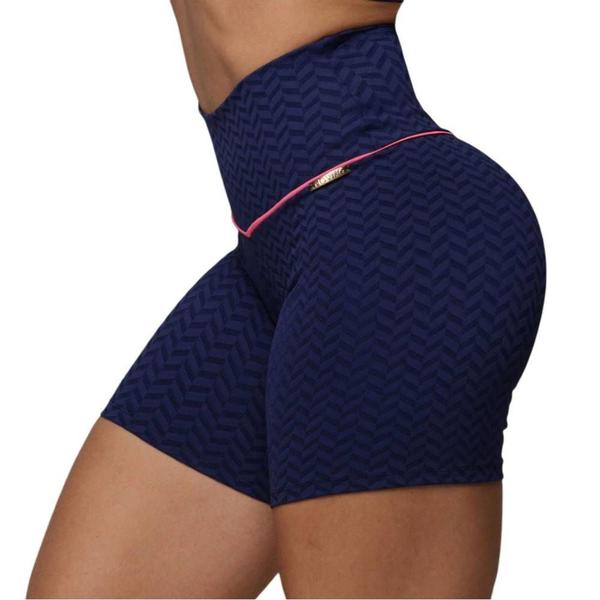 Imagem de Short Legging Walk Jacquard Arrow Marinho Moving Fitness