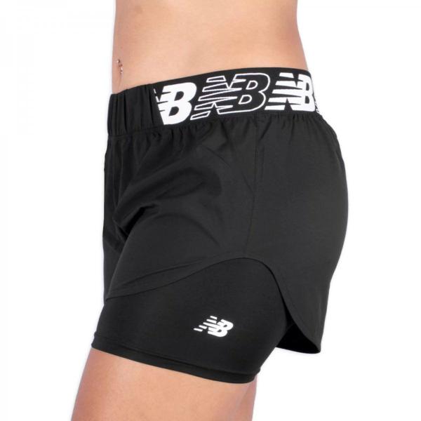 Imagem de Short New Balance Duplo Relentless - feminino - preto