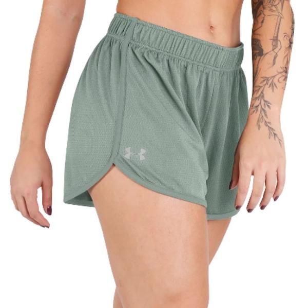 Imagem de Short Under Armour Tech Mesh 3 BRZ Verde e Prata - Feminino