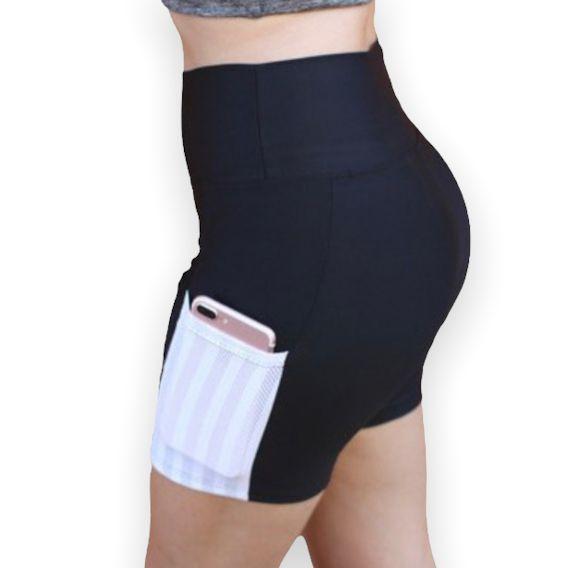 Imagem de Shorts Bermuda Legging Fitness Treino Cintura alta Bolso Celular 161