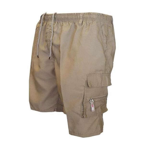 Imagem de Shorts Cargo Tático Masculino - Casual, Solto, Cintura Elástica e Multi-Bolsos