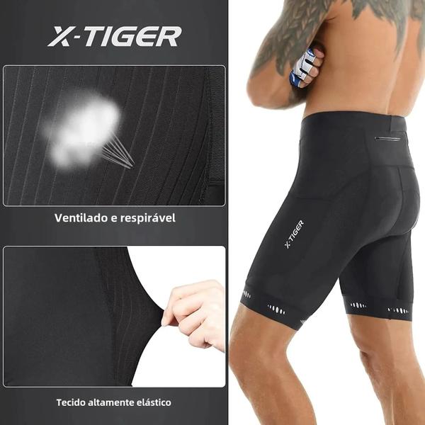 Imagem de Shorts De Ciclismo Acolchoados Em Gel 5d Masculino Com Bolso Traseiro Para Meia Calça De Ciclismo De