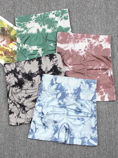 Imagem de Shorts de Cintura Alta Sem Costura Tie Dye - Fitness e Esporte para Mulheres