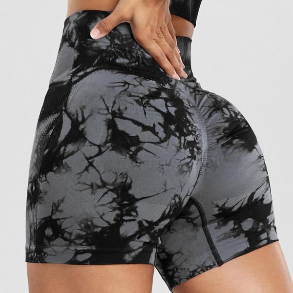 Imagem de Shorts de Cintura Alta Sem Costura Tie Dye - Fitness e Esporte para Mulheres