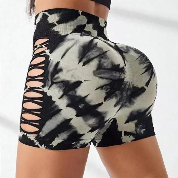 Imagem de Shorts de Fitness Cintura Alta - Sem Costura Tie Dye - Alta Elasticidade