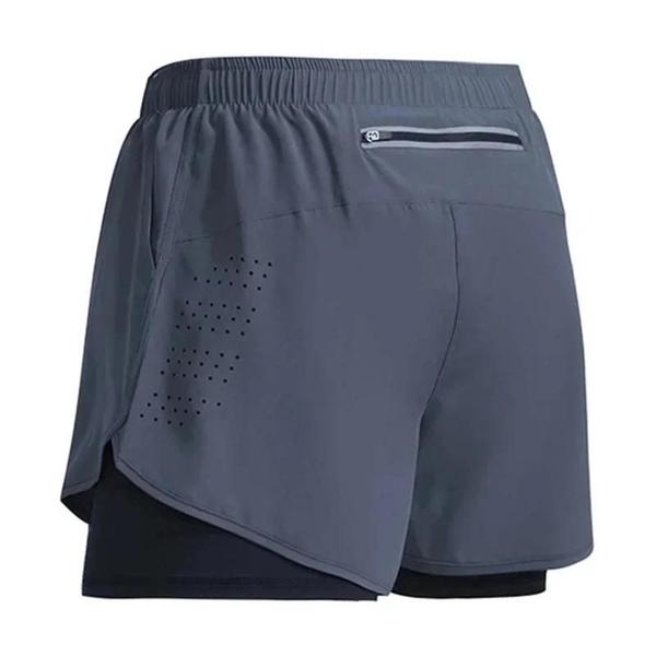 Imagem de Shorts Esportivos Masculinos 2 em 1 - Secagem Rápida com Bolso - Ideal para Academia e Praia