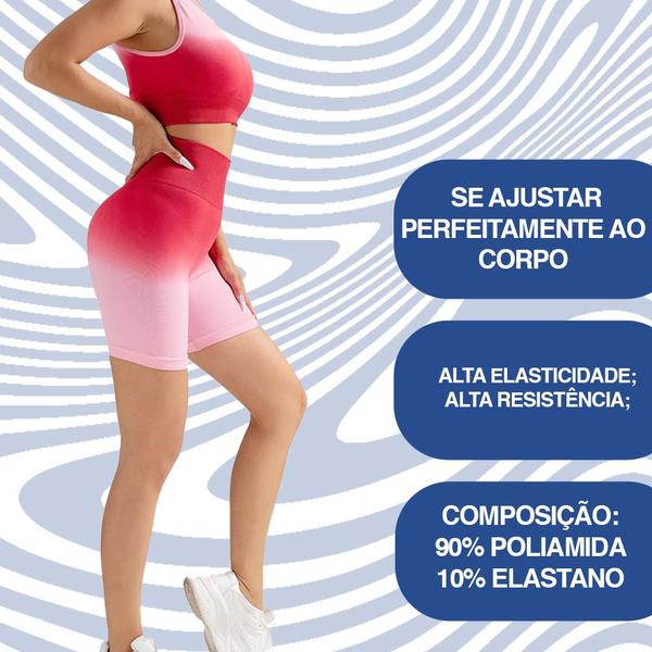 Imagem de Shorts Feminino Cintura Alta Sem Costura Modelo Flexível Para Academia Treino Corrida