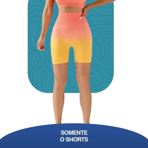 Imagem de Shorts Feminino Cintura Alta Sem Costura Modelo Flexível Para Academia Treino Corrida