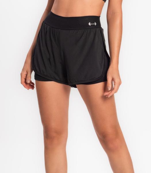 Imagem de Shorts Feminino Duplo Cintura Alta Com Bolso FTK Preto