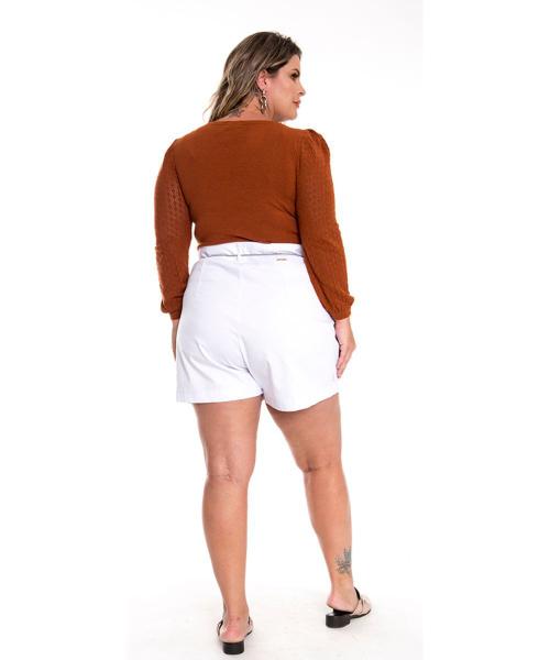 Imagem de Shorts Feminino Sarja Plus Size Branco